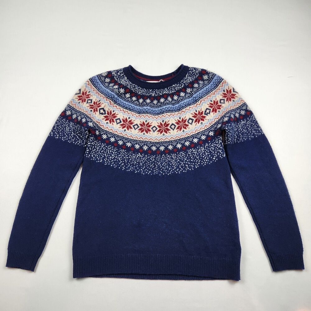 Tabitha Webb Fair Isle Lambswool Jumper Sweater Navy Yoke Womens S Vintage